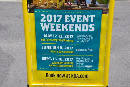 2017 KOA event sign